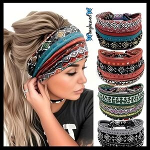 🆕️BOHO AZTEC TRENDY MULTICOLOR  HEADBAND SET OF 4